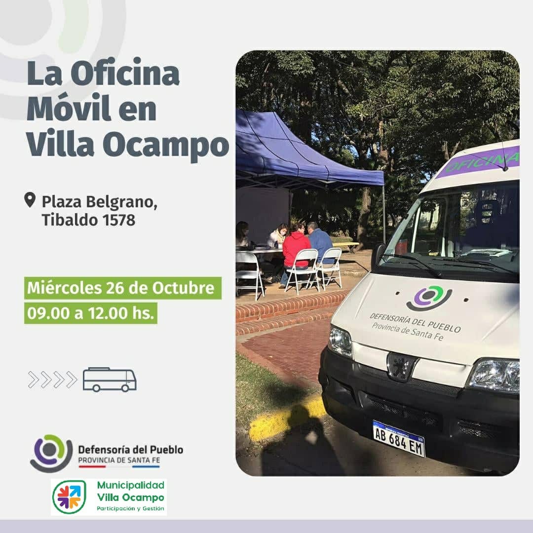 LA OFICINA MÓVIL DE LA DEFENSORÍA DEL PUEBLO ESTARÁ EN VILLA OCAMPO