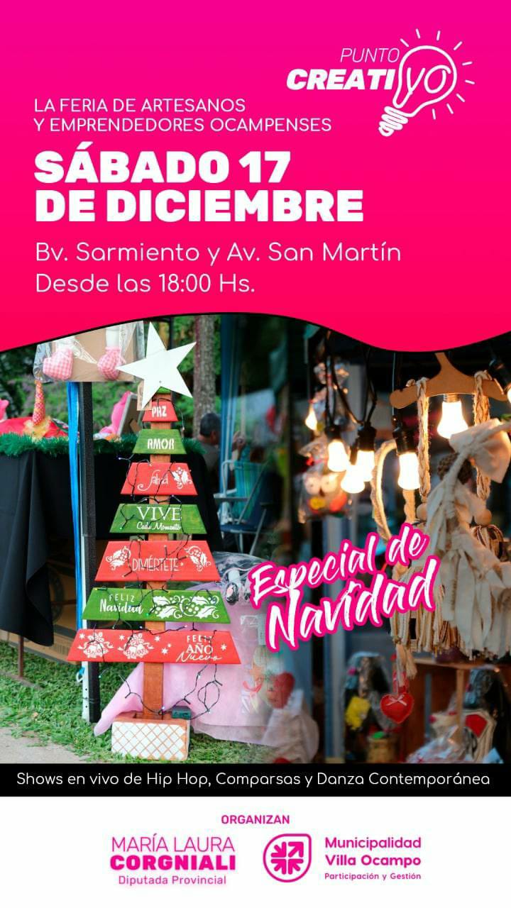 SE REALIZA ESTE SÁBADO LA FERIA “PUNTO CREATIVO” EDICIÓN NAVIDAD