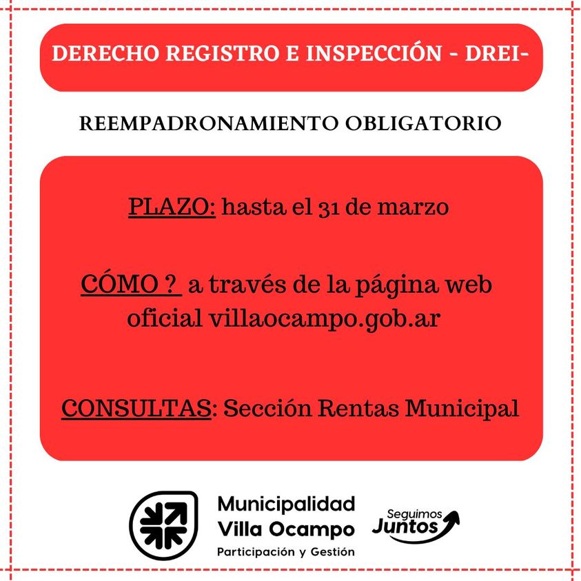 REEMPADRONAMIENTO OBLIGATORIO DEL DERECHO DE REGISTRO E INSPECCIÓN (DREI)