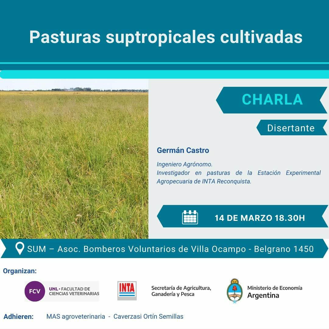 CHARLA SOBRE “PASTURAS SUPTROPICALES CULTIVADAS”