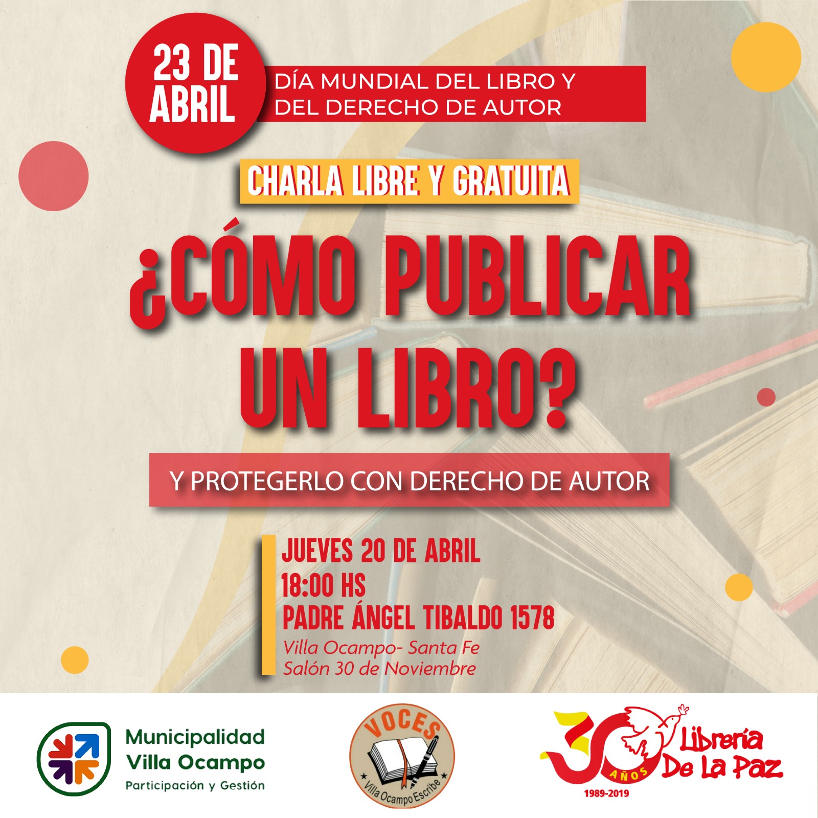 CHARLA SOBRE “¿CÓMO PUBLICAR UN LIBRO?”