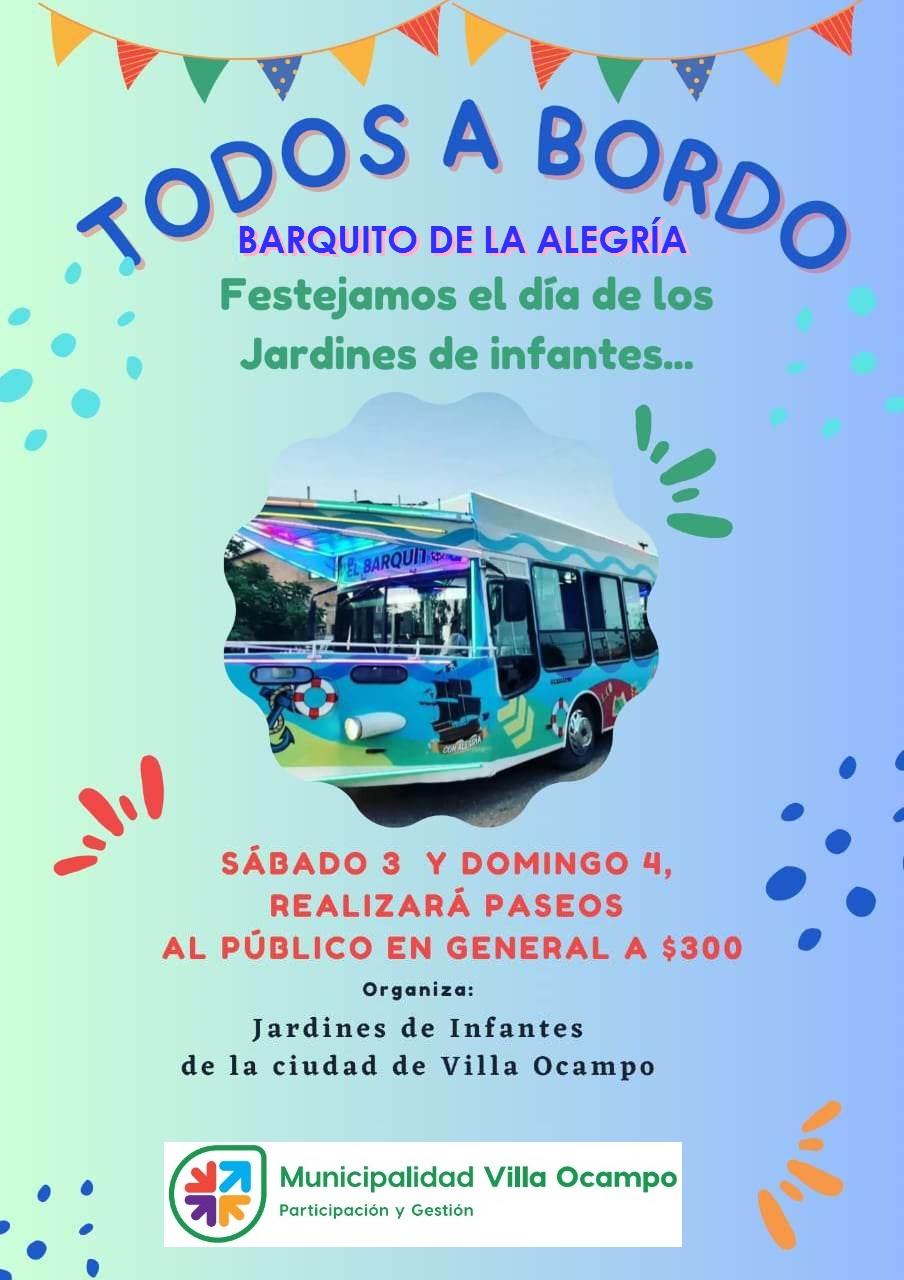 EL “BARQUITO DE LA ALEGRÍA” REALIZARÁ PASEOS ESTE FIN DE SEMANA