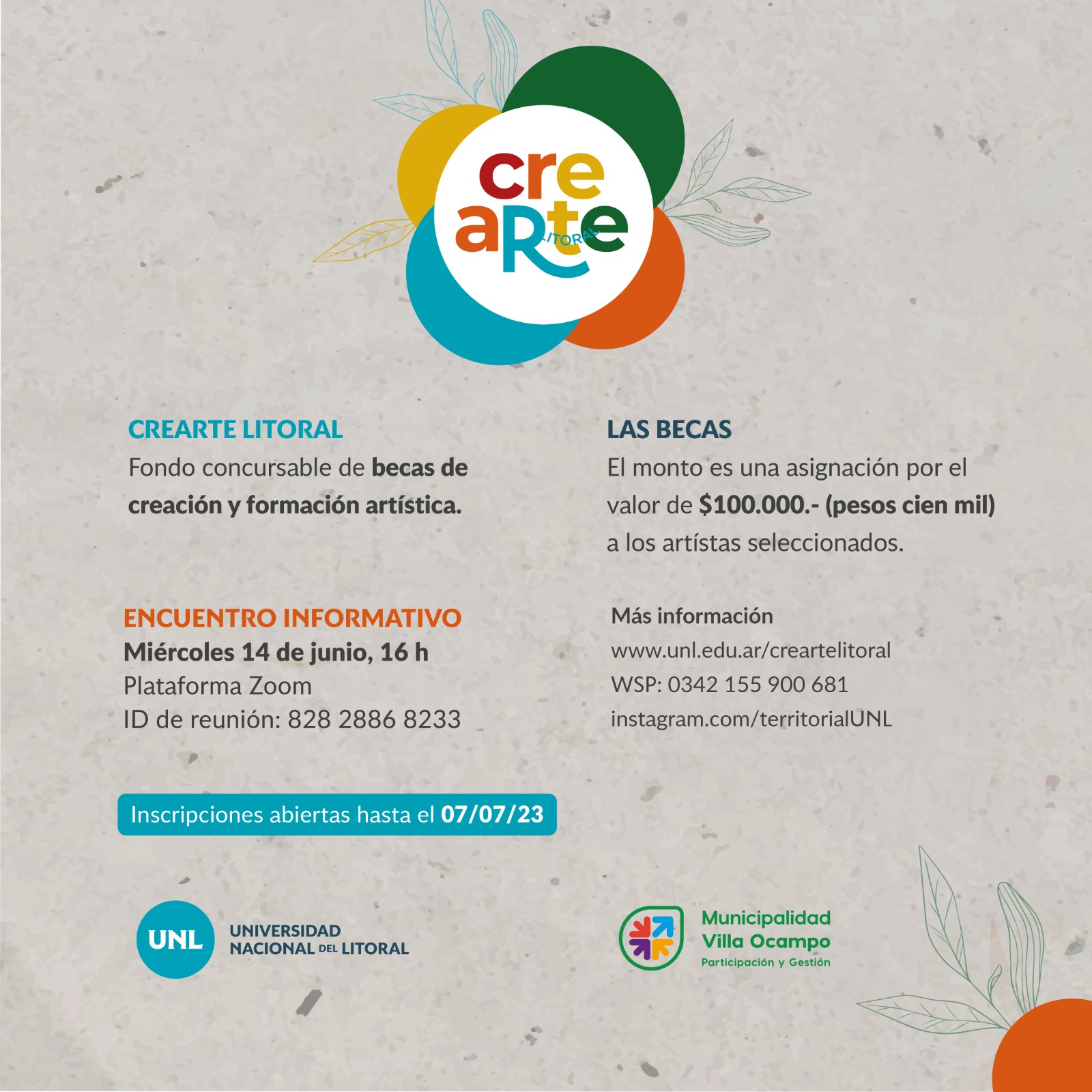 LA INSCRIPCIÓN PARA PARTICIPAR DEL “CREARTE LITORAL 2023” SE EXTENDIÓ HASTA EL 7 DE JULIO