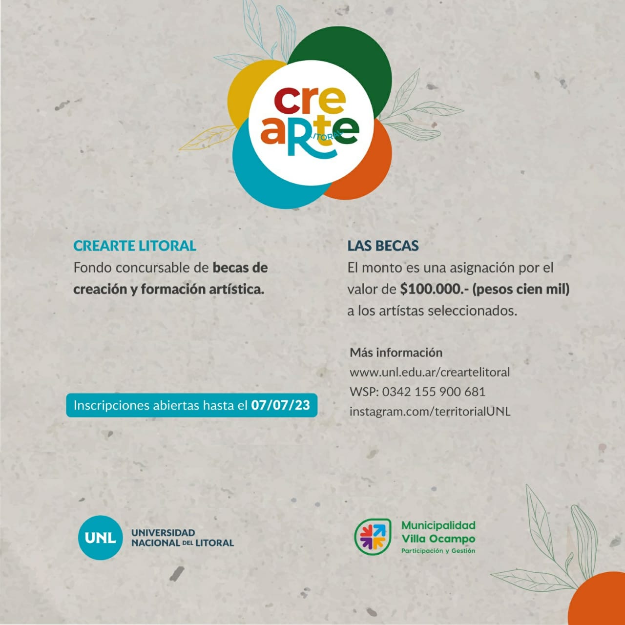 HASTA ESTE VIERNES ESTÁ ABIERTA LA CONVOCATORIA DEL “CREARTE LITORAL 2023”