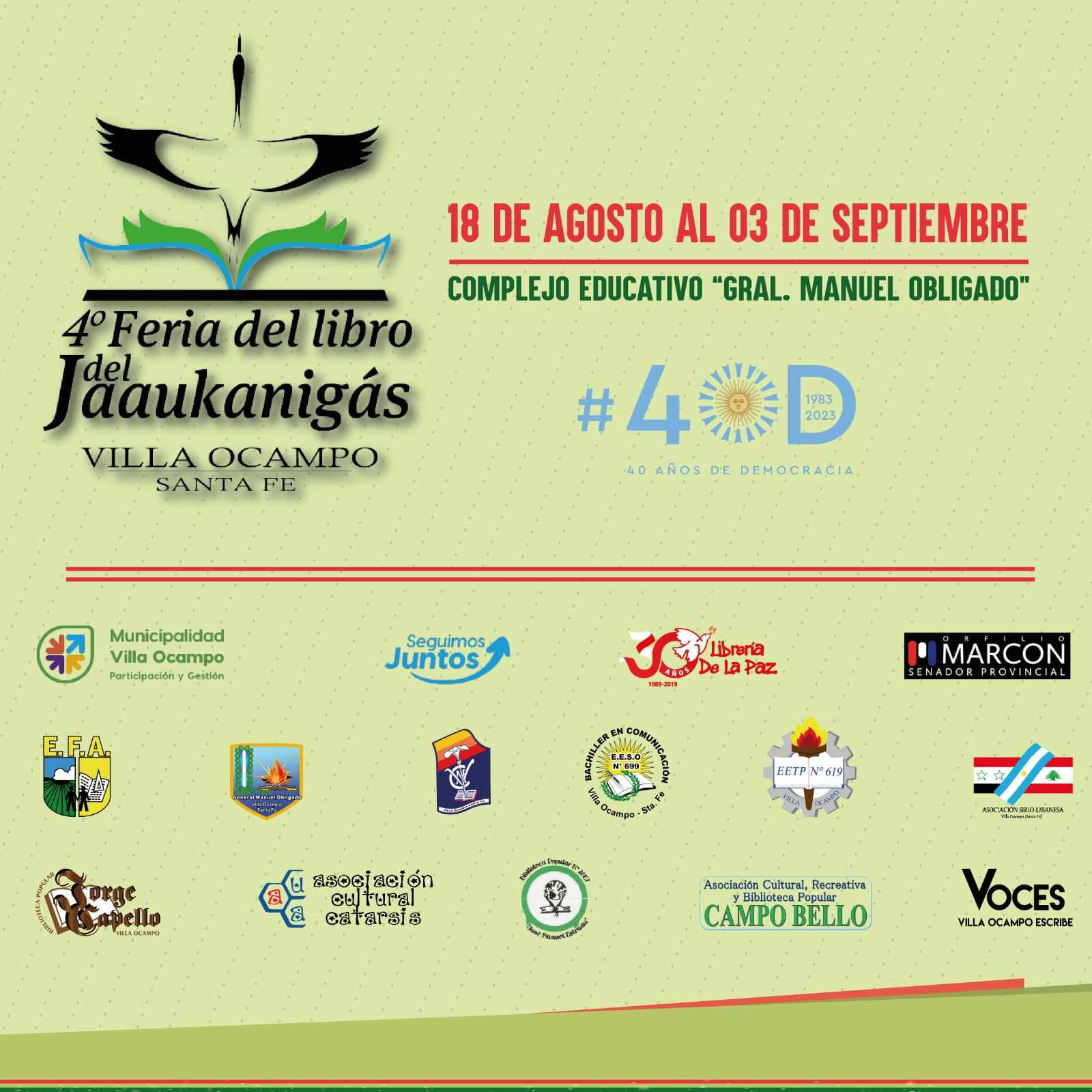 ESTÁ ABIERTO EL PROGRAMA DE LA 4º FERIA DEL LIBRO DEL JAAUKANIGÁS