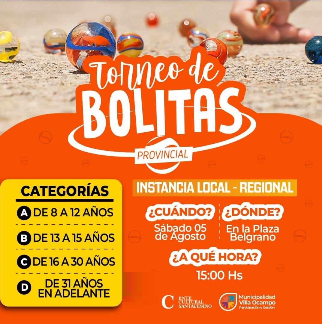  SE DISPUTARÁN LAS INSTANCIAS LOCAL Y REGIONAL DEL 5º TORNEO PROVINCIAL DE BOLITAS EN PLAZA BELGRANO