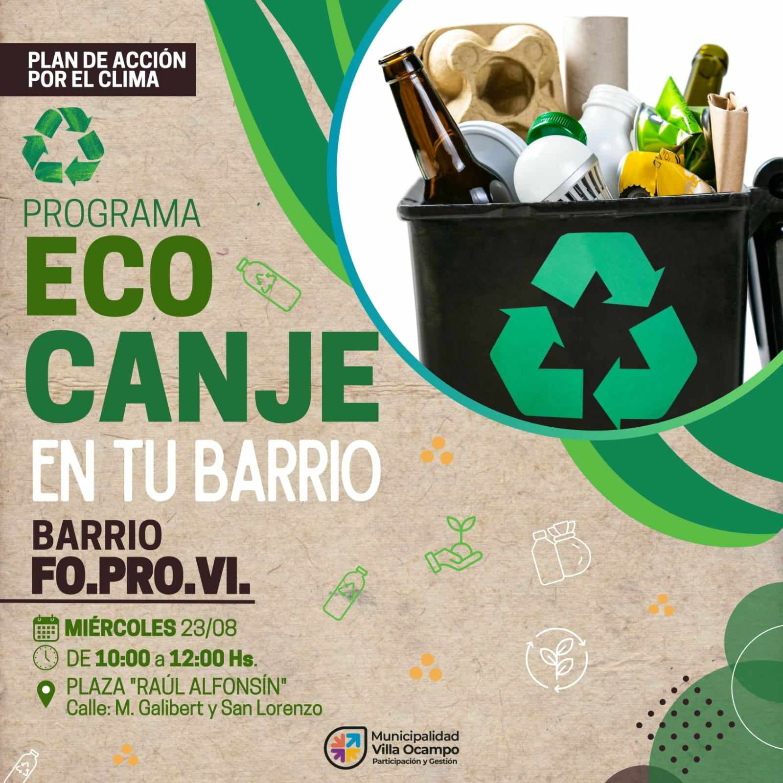 EL PROGRAMA “ECO CANJE” LLEGA AL BARRIO FOPROVI