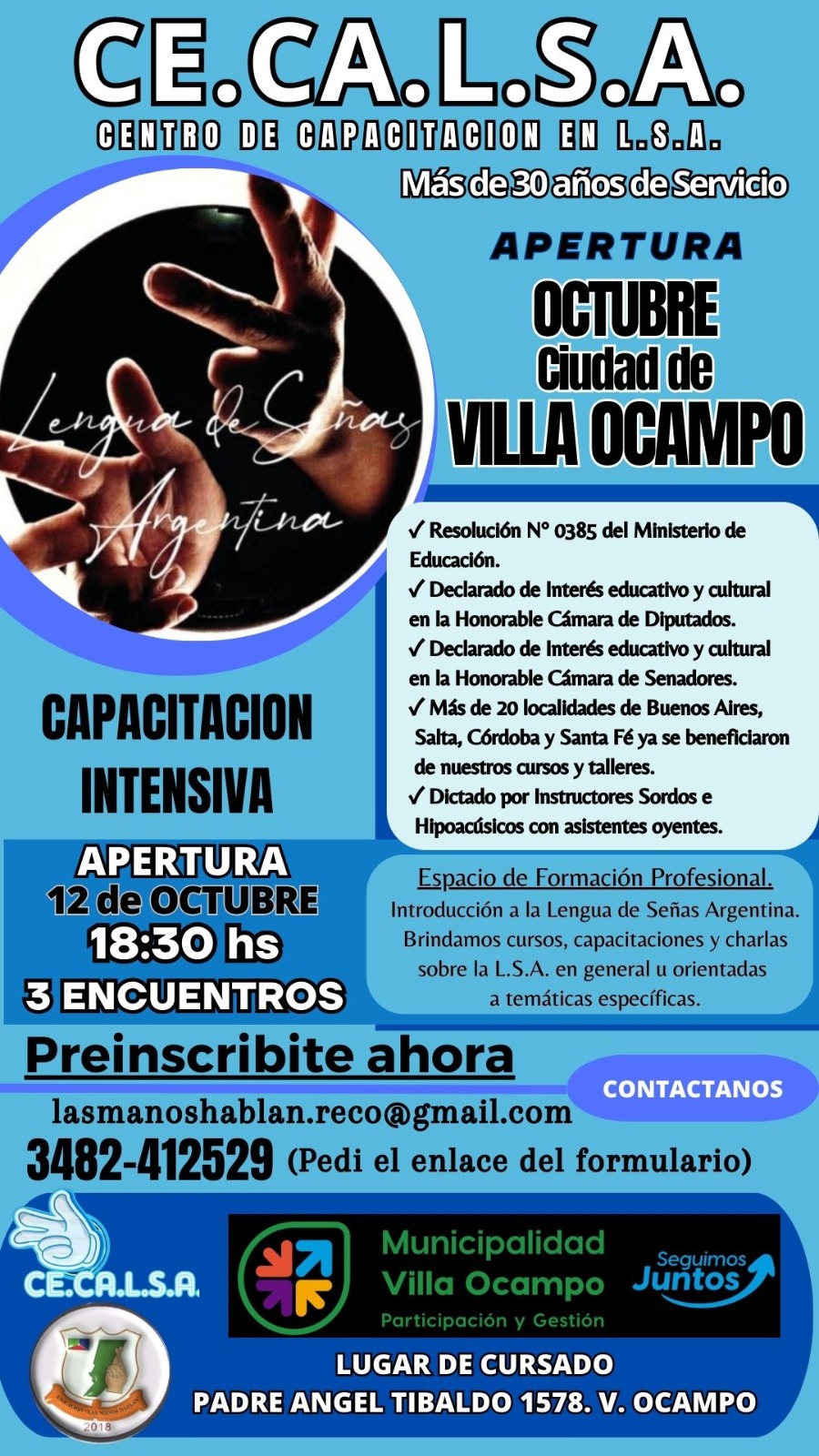 CAPACITACIÓN INTENSIVA SOBRE “LENGUAJE DE SEÑAS ARGENTINA” (LSA)