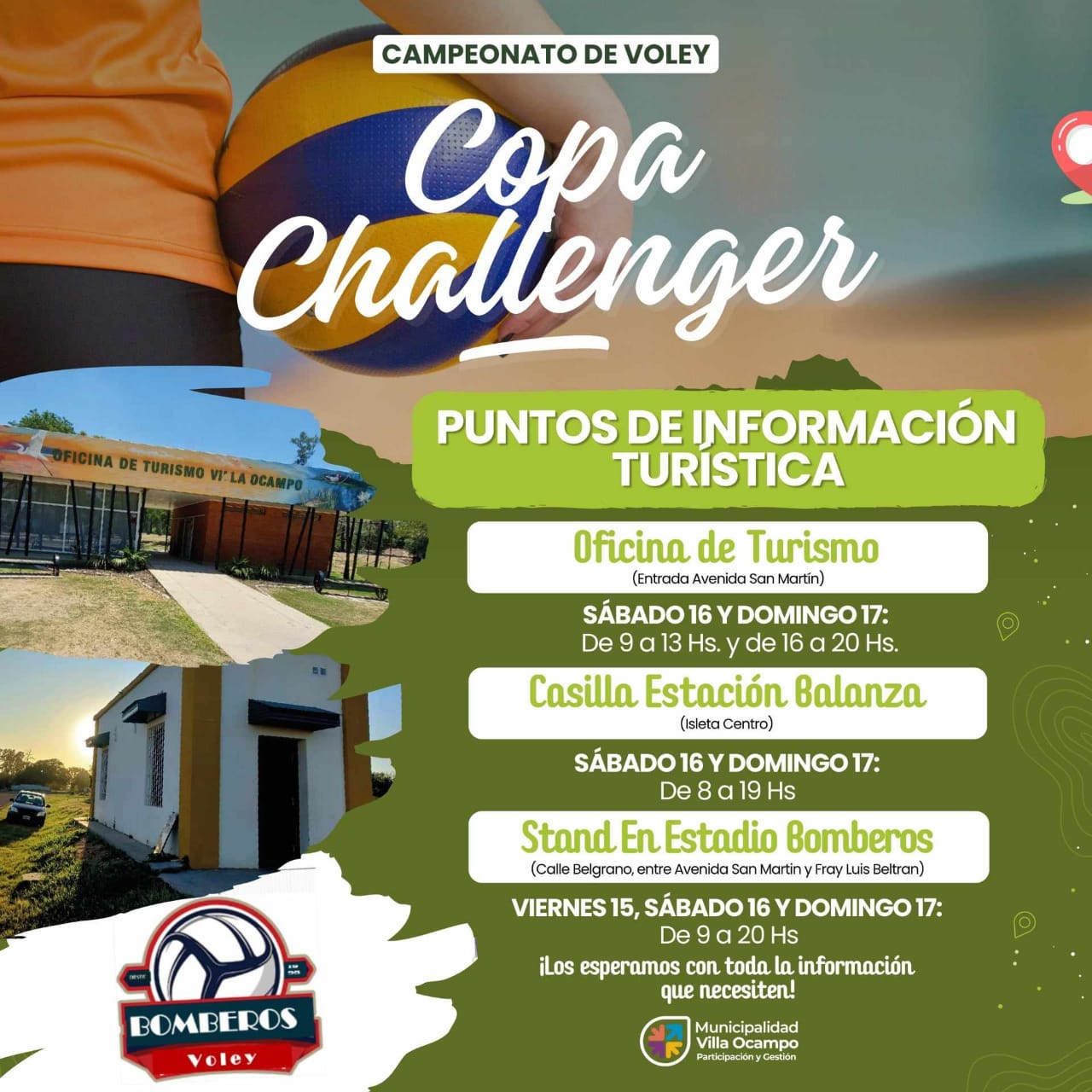 PUNTOS DE INFORMACIÓN TURÍSTICA DURANTE LA “COPA CHALLENGER DE VOLEY”