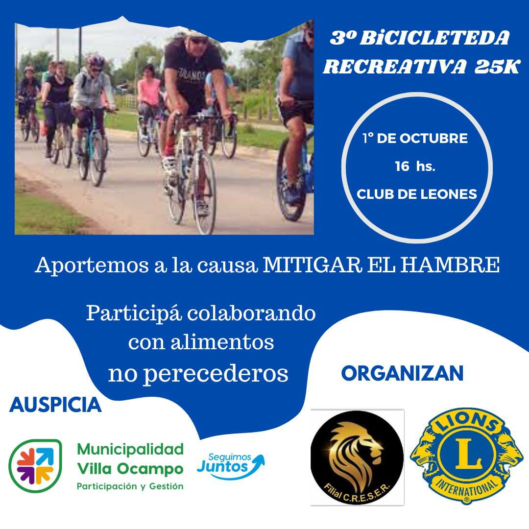 3º BICICLETEADA RECREATIVA DE LA FILIAL C.R.E.S.E.R. DEL CLUB DE LEONES