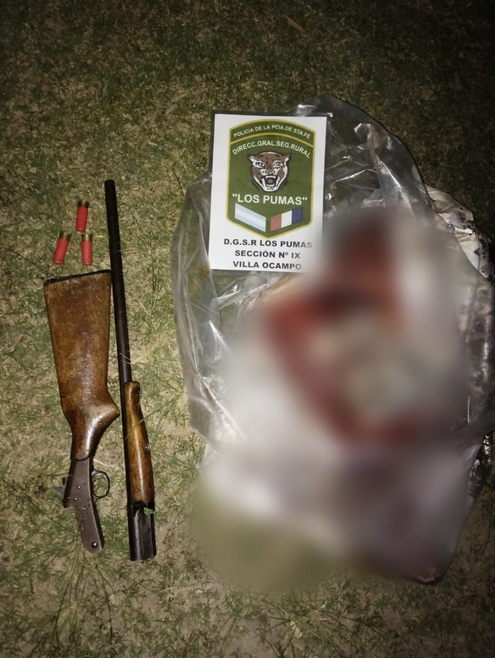 “LOS PUMAS” de la Sección Nº9 Villa Ocampo Secuestraron arma de fuego carente de documentación y producto carneo de animal silvestre.