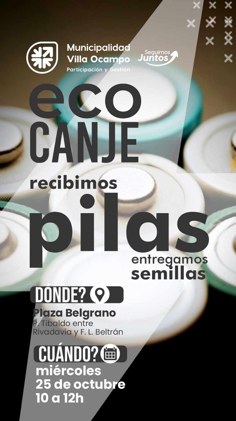 NUEVO “ECO CANJE” EN PLAZA BELGRANO DONDE SE RECIBIRÁN PILAS USADAS