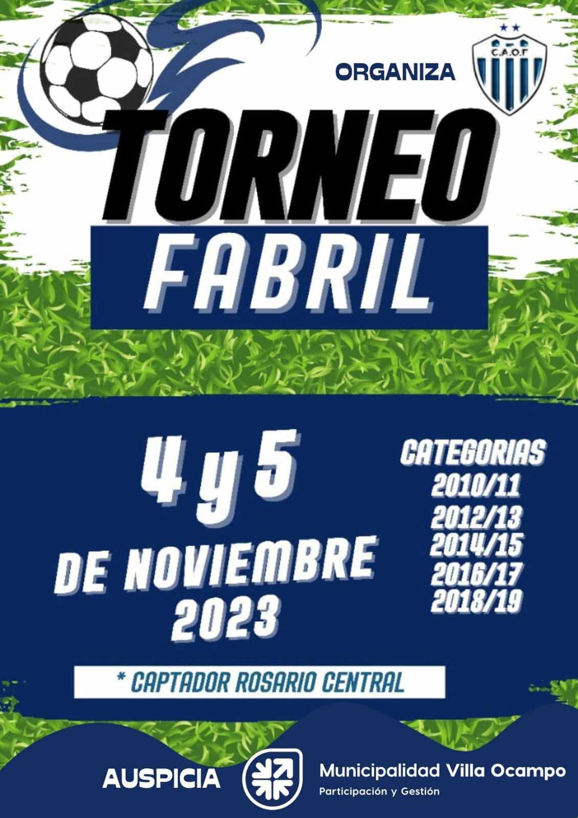 VILLA OCAMPO: TORNEO DE FÚTBOL “FABRIL”