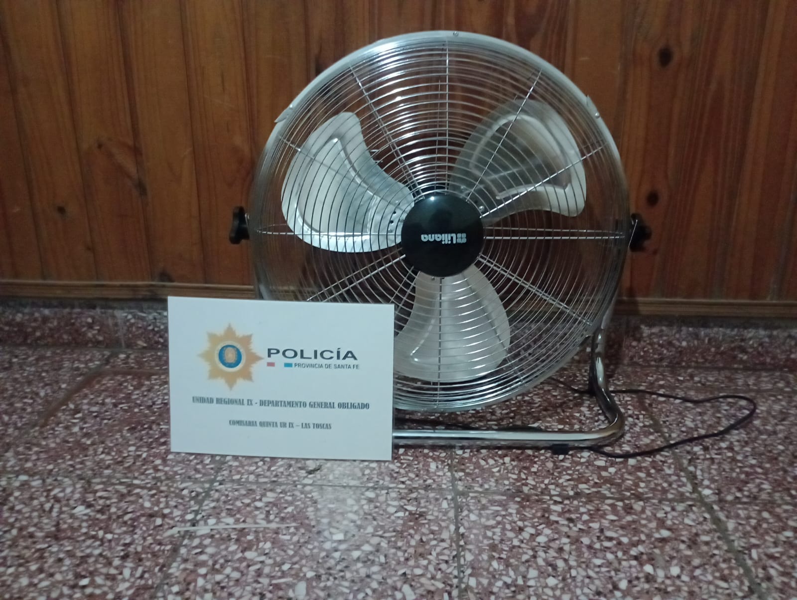 LAS TOSCAS: Policia recupera un ventilador sustraido de una vivienda