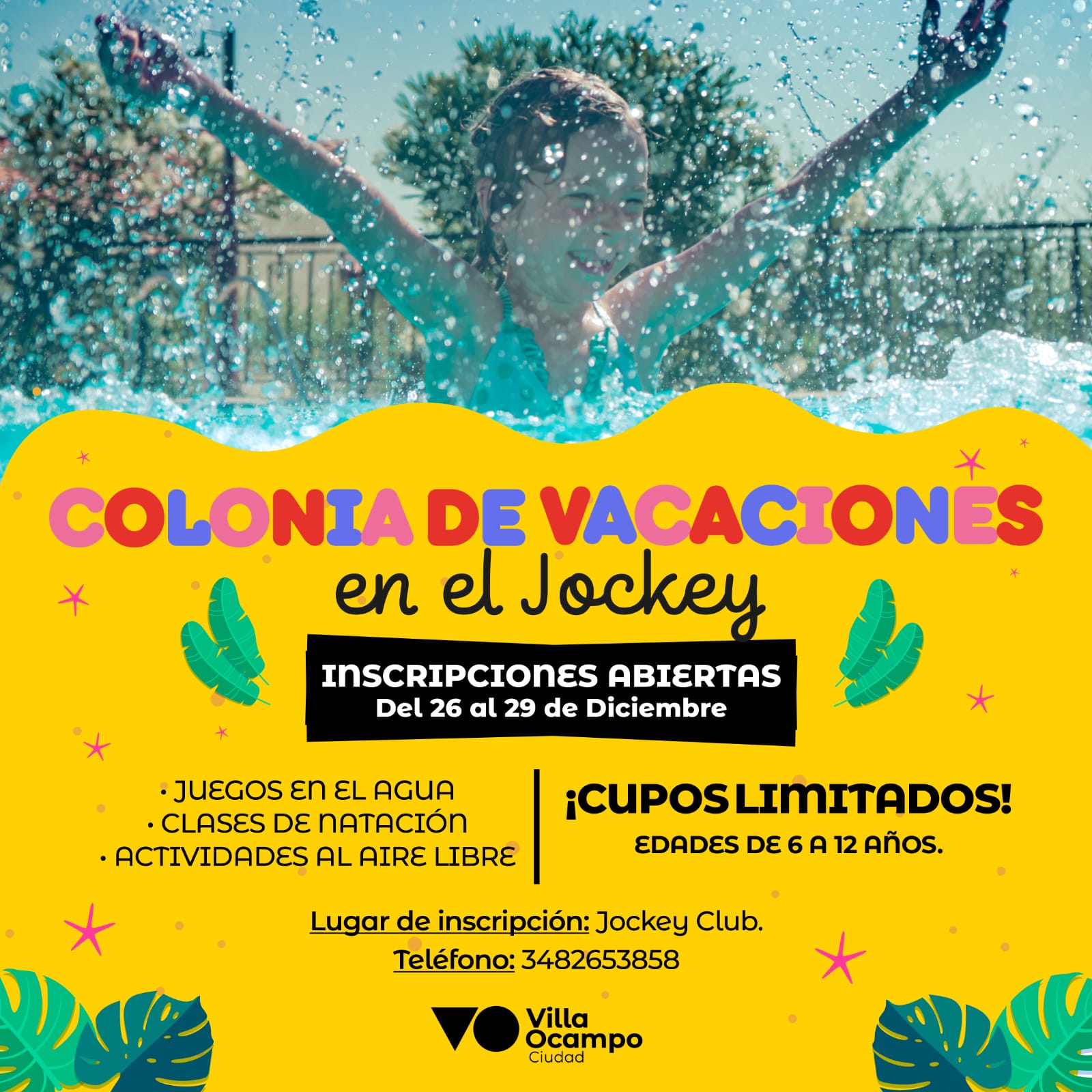 VILLA OCAMPO:  INSCRIPCIONES ABIERTAS A LA COLONIA DE VACACIONES DEL “JOCKEY CLUB”