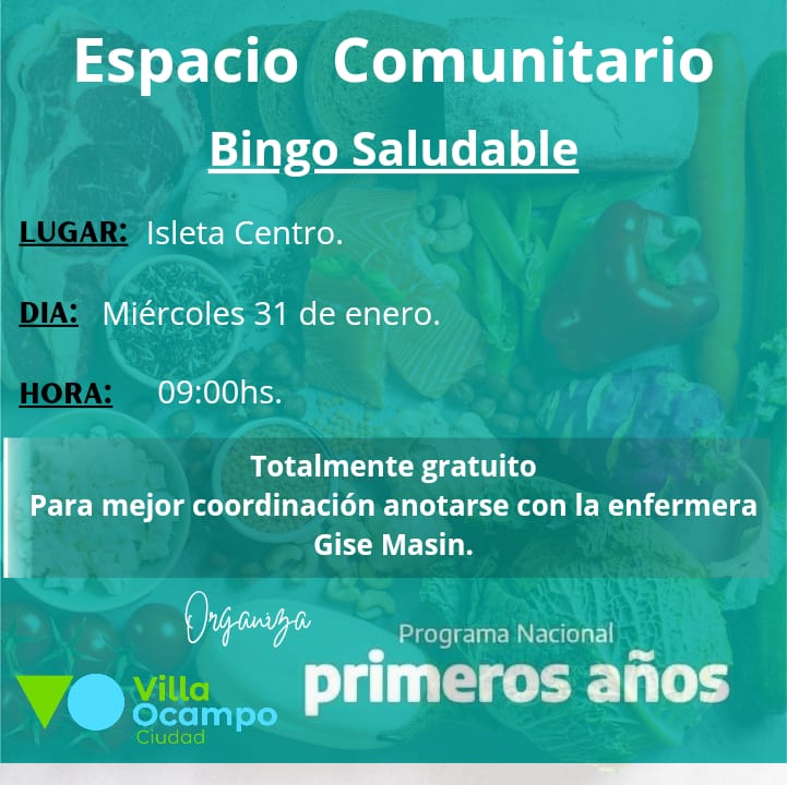 VILLA OCAMPO: BINGO SALUDABLE EN EL CENTRO COMUNITARIO DE ISLETA
