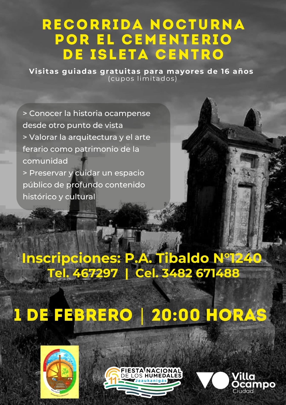 VILLA OCAMPO: RECORRIDA NOCTURNA POR EL CEMENTERIO DE ISLETA CENTRO