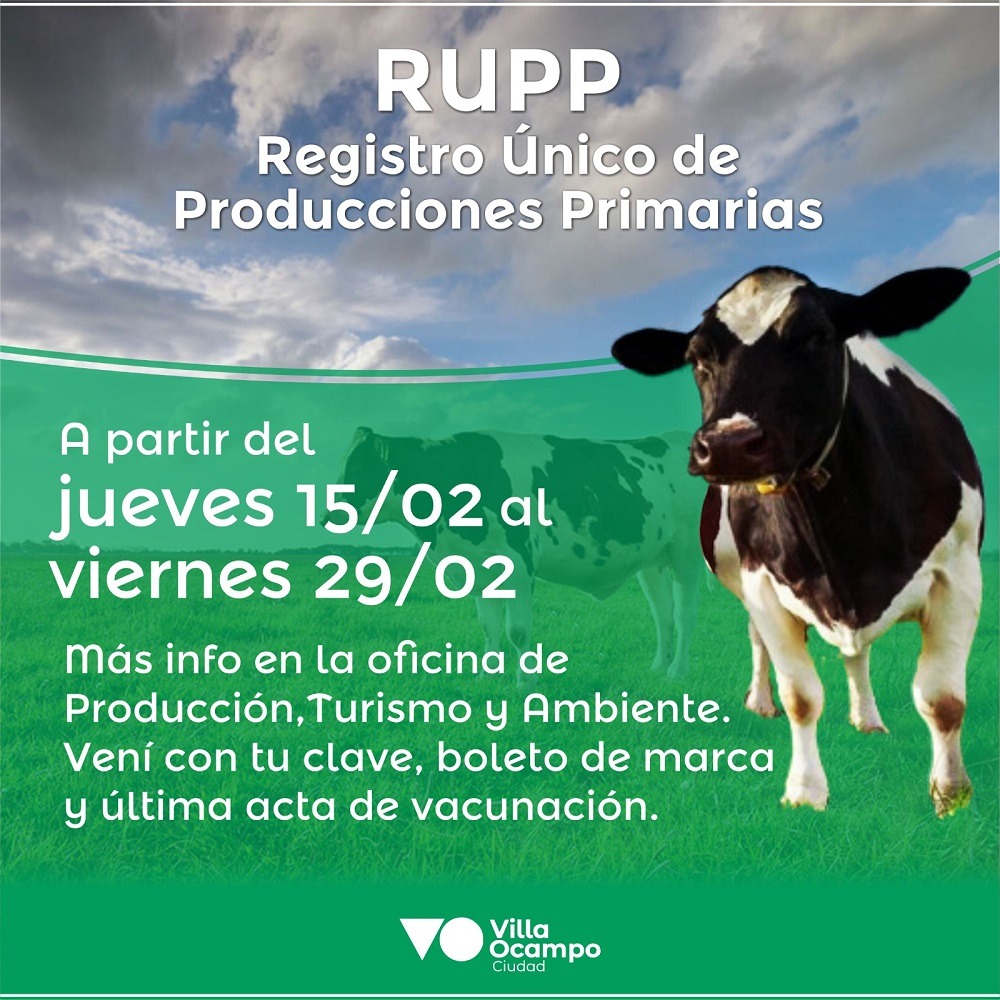 VILLA OCAMPO: HABILITADO EL TRÁMITE DEL RUPP PARA PRODUCTORES AGROPECUARIOS