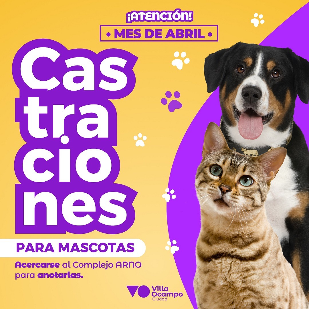 VILLA OCAMPO: EN ABRIL COMIENZAN LAS CASTRACIONES DE MASCOTAS