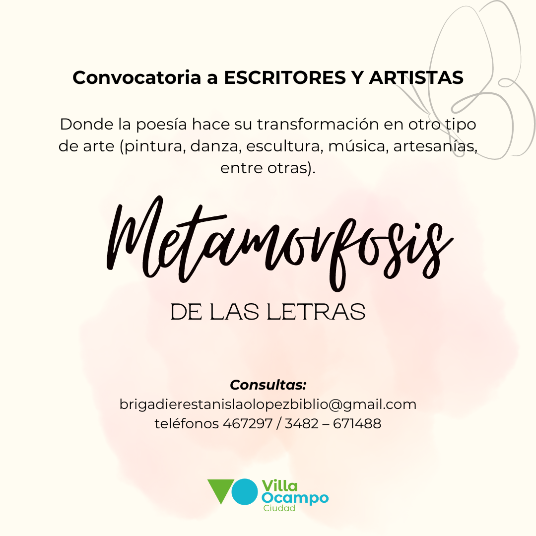VILLA OCAMPO: CONTINÚA ABIERTO EL CONCURSO “METAMORFOSIS DE LAS LETRAS”
