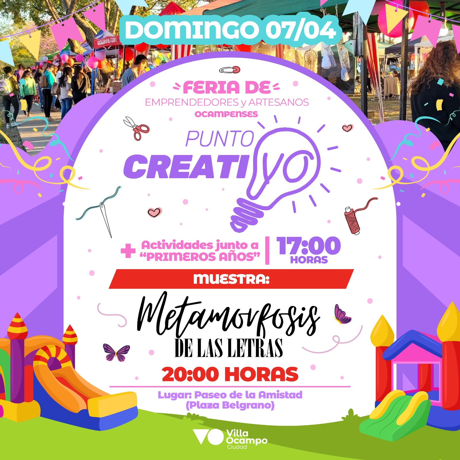 VILLA OCAMPO:NUEVA EDICIÓN DE PUNTO CREATIVO Y MUESTRA “METAMORFOSIS DE LAS ARTES”