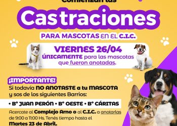 VILLA OCAMPO: CASTRACIONES DE MASCOTAS EN EL CIC