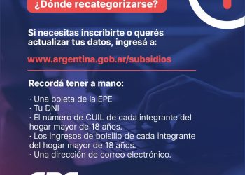 La EPE informa que está vigente el Plan de recategorización de usuarios residenciales de energía eléctrica