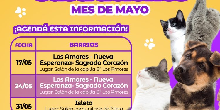 VILLA OCAMPO: CRONOGRAMA DE CASTRACIONES PARA MASCOTAS MES DE MAYO