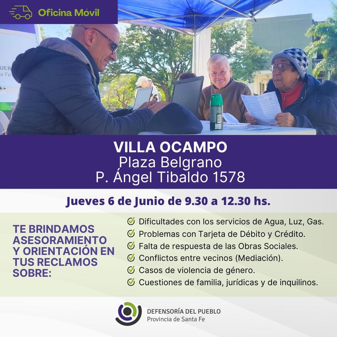 VILLA OCAMPO: OFICINA MÓVIL DE LA DEFENSORÍA DEL PUEBLO EN VILLA OCAMPO
