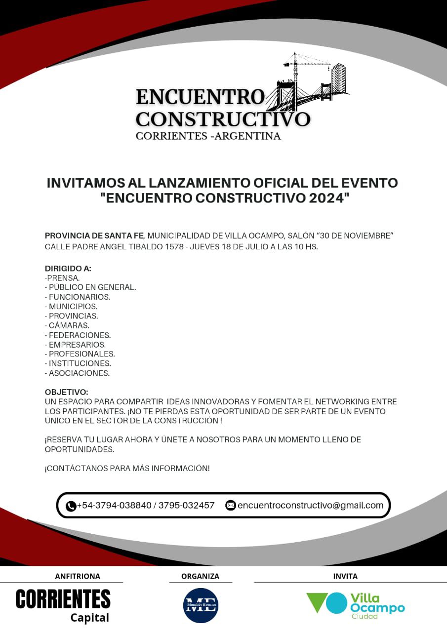 LANZAMIENTO EN VILLA OCAMPO DE “ENCUENTRO CONSTRUCTIVO 2024”