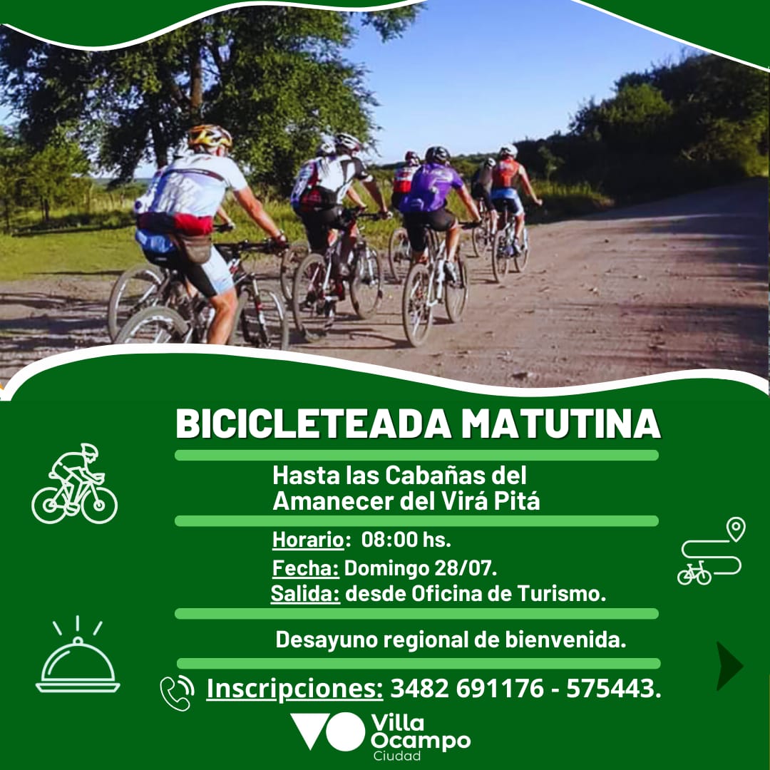 VILLA OCAMPO: BICICLETEADA HASTA LAS CABAÑAS DEL AMANECER DEL VIRÁ PITÁ