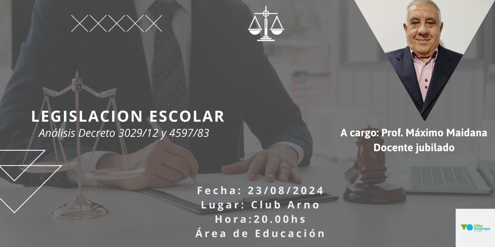 VILLA OCAMPO: CHARLA SOBRE LEGISLACIÓN ESCOLAR