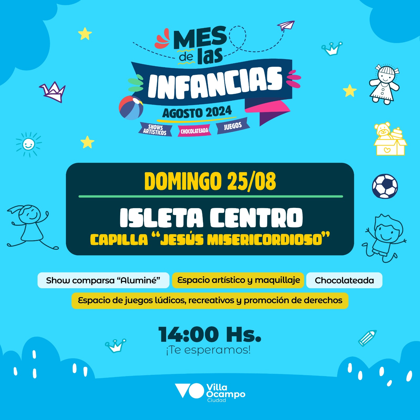 VILLA OCAMPO: ESTE DOMINGO CONTINÚA EL FESTEJO POR EL MES DE LAS INFANCIAS