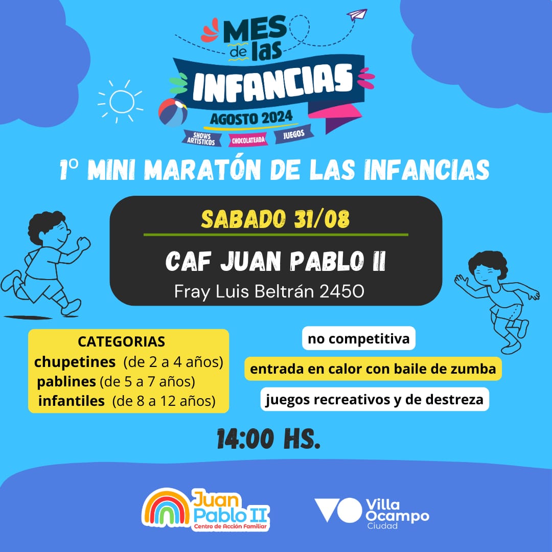 VILLA OCAMPO: PRIMERA MINI MARATÓN CON NIÑOS DEL CAF JUAN PABLO II