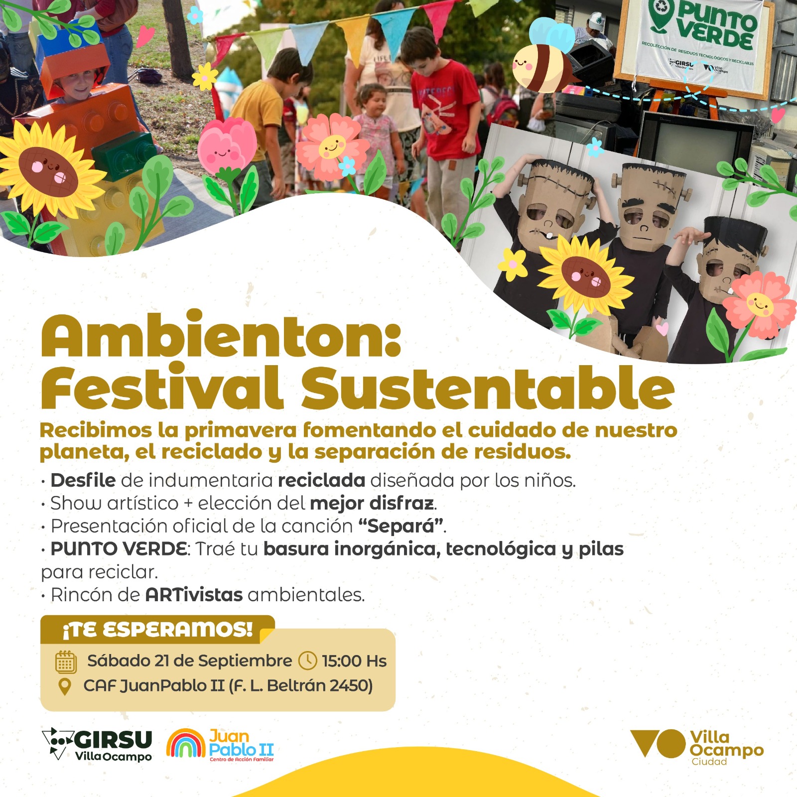 VILLA OCAMPO: EL CAF JUAN PABLO II RECIBE LA PRIMAVERA CON UN FESTIVAL SUSTENTABLE