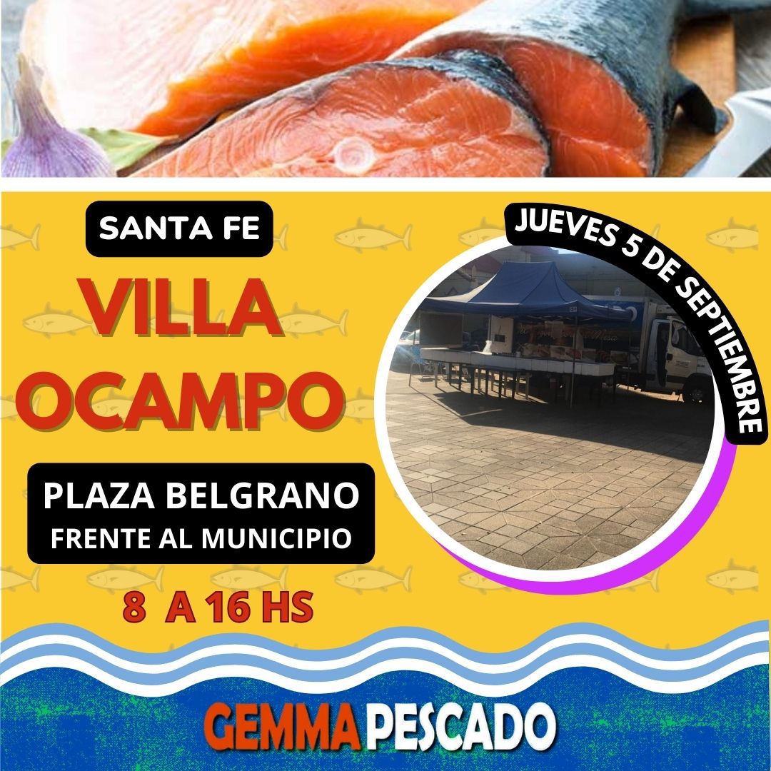 VILLA OCAMPO: FERIA DE PESCADO DE MAR EN PLAZA BELGRANO