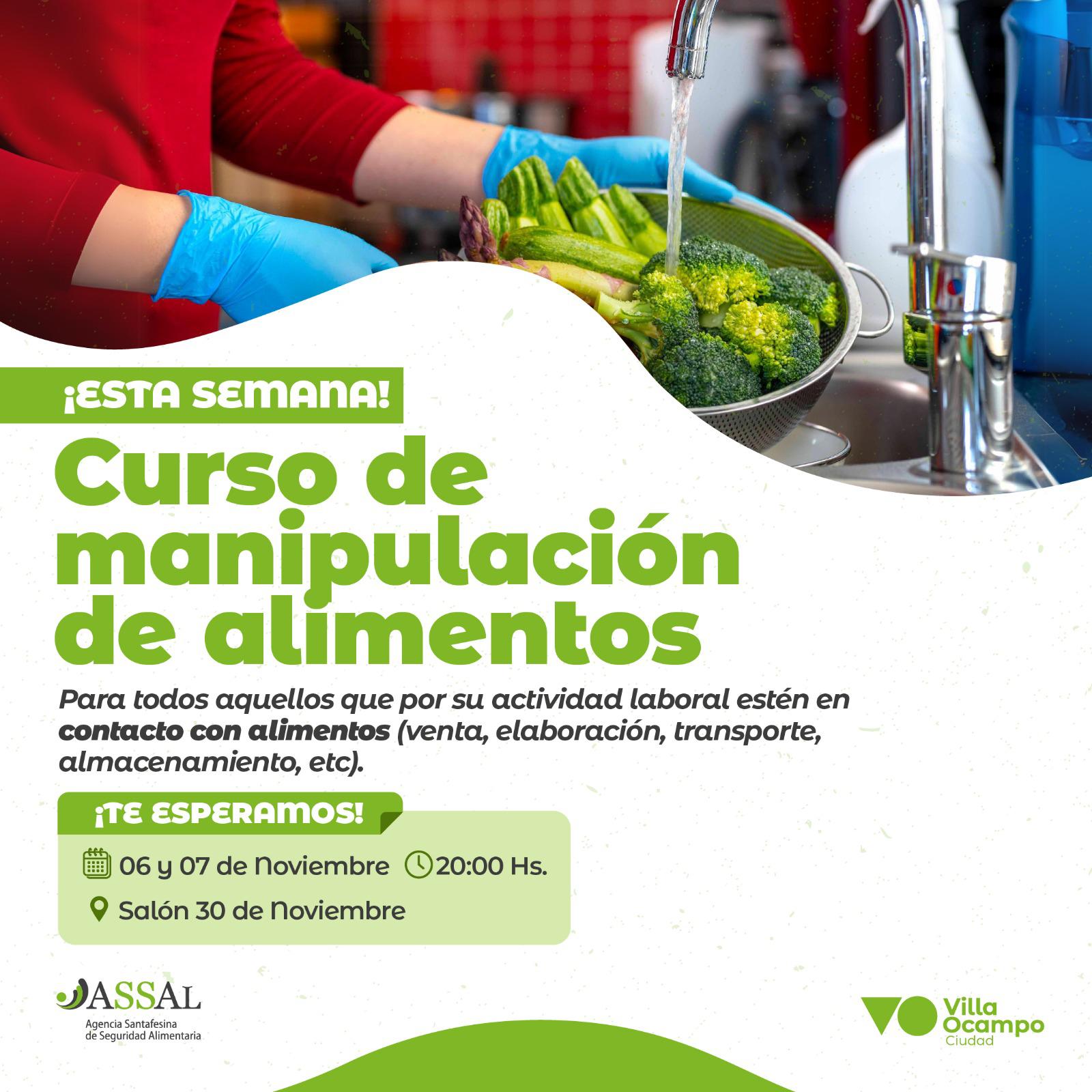VILLA OCAMPO: CURSO DE MANIPULACIÓN DE ALIMENTOS
