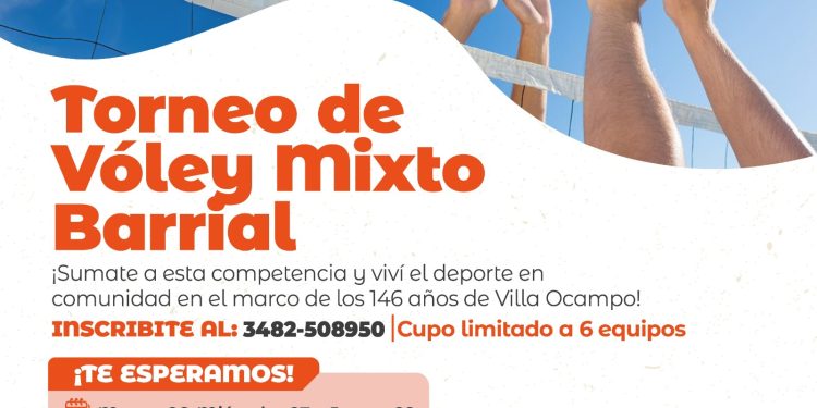 VILLA OCAMPO: TORNEO DE VÓLEY MIXTO BARRIAL EN EL MES ANIVERSARIO DE VILLA OCAMPO