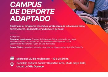 Cambio de horario: VILLA OCAMPO SERÁ SEDE DE UNA JORNADA DE DEPORTE ADAPTADO PARA FOMENTAR LA INCLUSIÓN Y EL DEPORTE ACCESIBLE