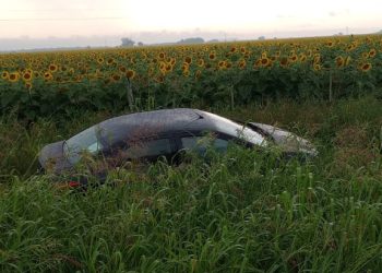 Las Garzas: Un vecino de esa localidad perdió el control de su automóvil y terminó despistando.
