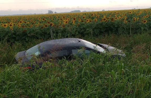 Las Garzas: Un vecino de esa localidad perdió el control de su automóvil y terminó despistando.