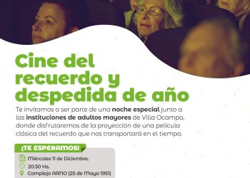 VILLA OCAMPO: DESPEDIDA DE AÑO CON UNA NOCHE DE CINE PARA PERSONAS MAYORES