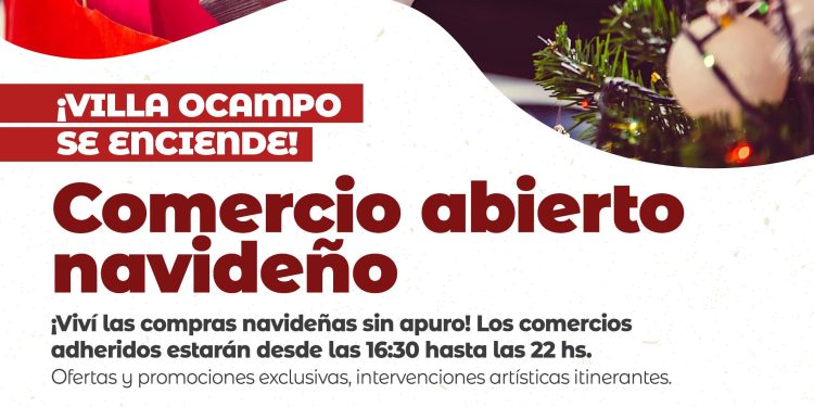 Villa Ocampo se enciende con el comercio abierto navideño