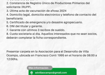 Villa Ocampo: Nuevas líneas de crédito para productores agropecuarios afectados