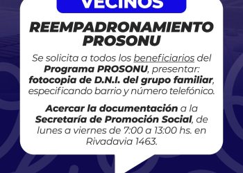 VILLA OCAMPO: REEMPADRONAMIENTO DEL PROGRAMA PROSONU