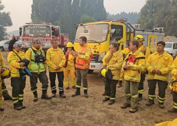 Intenso trabajo de brigadistas santafesinos en el combate de incendios en la Patagonia.