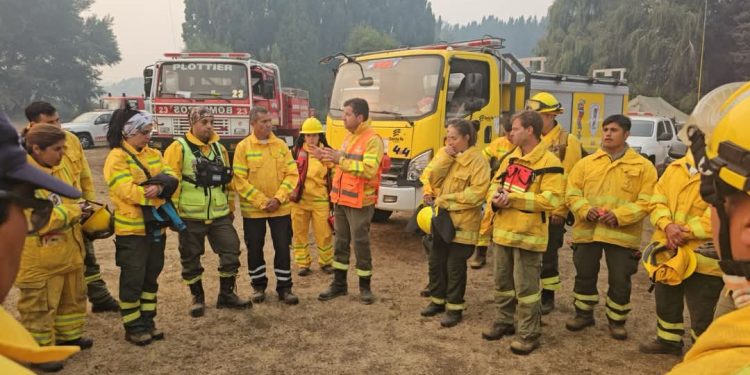 Intenso trabajo de brigadistas santafesinos en el combate de incendios en la Patagonia.