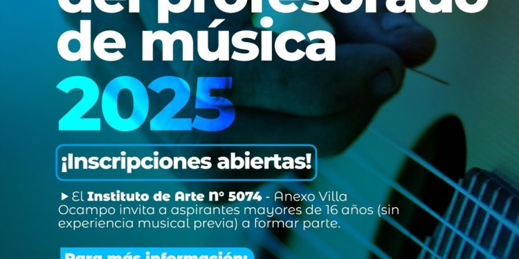 Villa Ocampo: Continúan abiertas las inscripciones para el Ciclo Nivelador del Profesorado de Música 2025.
