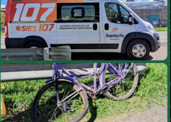 “Accidente de Tránsito en Villa Ocampo: Colisión entre Ambulancia y Bicicleta”.