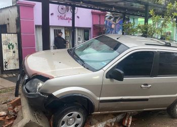 “Accidente de Tránsito en Las Toscas: Vehículo Pierde el Dominio y Daña Propiedad”.